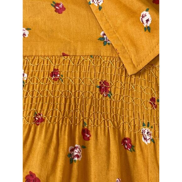 NWT ANTHROPOLOGIE Maeve Women's Mustard Yellow Floral Button Down Size 8 - Picture 4 of 8